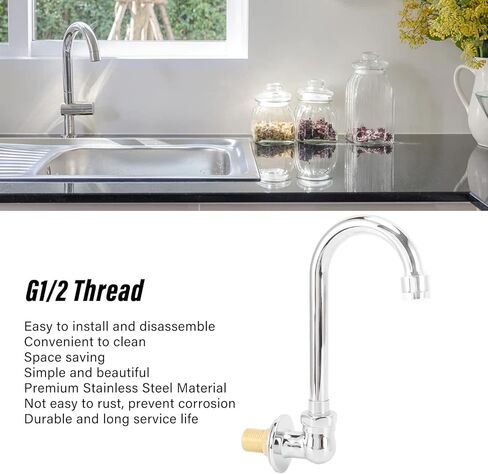 Foot Pedal Faucet, Stainless Steel G12 Thread Wall Mounted Knee Valve Basin Tap Valve Bathroom Basin Faucet Set for Hospital Medical Laboratory in Kuwait