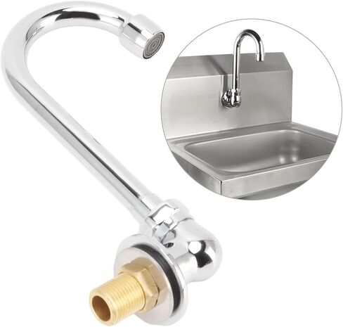 Foot Pedal Faucet, Stainless Steel G12 Thread Wall Mounted Knee Valve Basin Tap Valve Bathroom Basin Faucet Set for Hospital Medical Laboratory in Kuwait