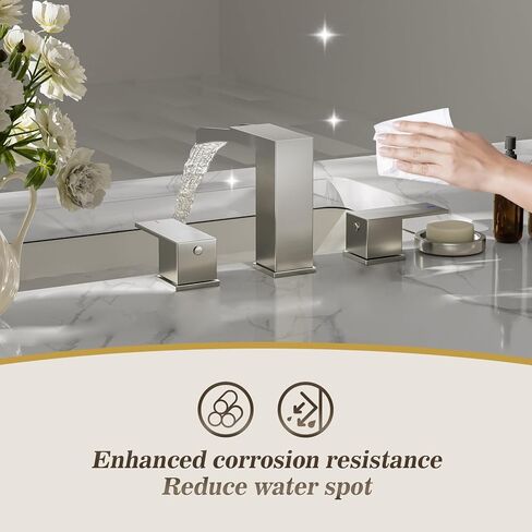 شلال على نطاق واسع في فريسيتينا 8 بوصة 3 ثقوب غير لامع أسود 2 مقابض الحمام صنبور ، جميع المعادن الثقيلة مع مجموعة الصرف المنبثقة وخطوط إمدادات المياه ، NS-WF002-1MB in Kuwait