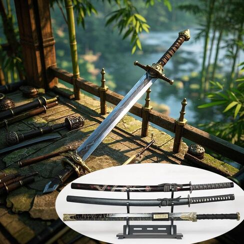 Katana Stand Sword Stand Desktop Wooden Lightsaber Display Holder ,Samurai Sword Hanger Cosplay Rack (Black, 1-Tier) in Saudi Arabia