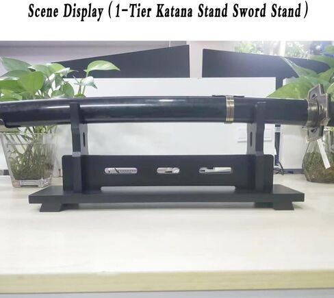 Katana Stand Sword Stand Staph Desktop Wooden Lightsaber حامل ، رف Cosplay Samurai Sword Cosplay (أسود ، مستويات واحدة) in Kuwait