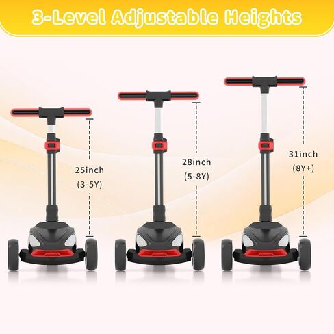 Electric Scooter for Kids Ages 3-12, 3 Adjustable Heights, Foldable & LED Display, Thumb Throttle, 5MPH Safe Speed, 60min Riding, Headlight & Standpipe lamp & Pedal Lights, Kids Gifts in Saudi Arabia