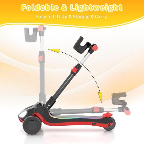 Electric Scooter for Kids Ages 3-12, 3 Adjustable Heights, Foldable & LED Display, Thumb Throttle, 5MPH Safe Speed, 60min Riding, Headlight & Standpipe lamp & Pedal Lights, Kids Gifts in Saudi Arabia