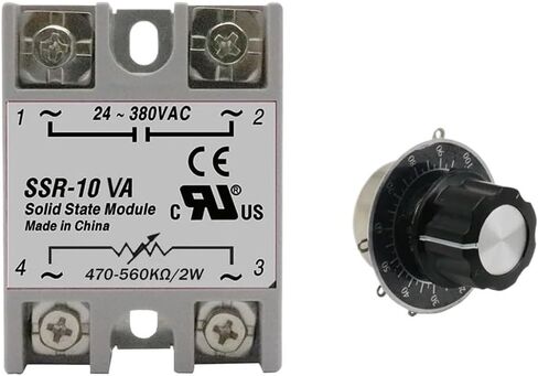 SSR-10VA SSR-25VA SSR-40VA SSR Solid State Relay Voltage Regulator AC24-380V Output+Potentiometer for PID Temperature Controller(with Potentiometer,SSR-10VA) in Saudi Arabia