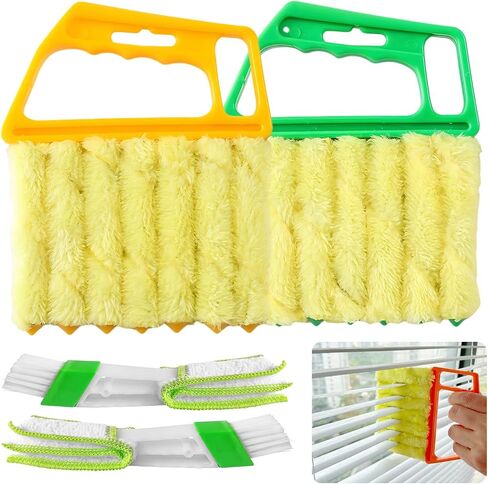 4pcs أداة Duster Cleaner STOUT مع فرش 7 أصابع و 3 إصبع ， مجموعة الغبار متعددة السطح القابلة للغسل للاصابات الخشبية ، الستائر في البند in Kuwait