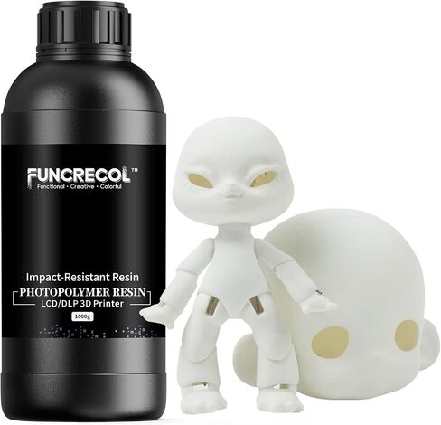 Impact-Resistant 3D Printer Resin, Wear Resistant 405nm Photopolymer Resin for BJD Dolls & Articulated Figures, Fast Curing Matte Finish 3D Resin for LCD DLP MSLA Printers White 1KG in Saudi Arabia