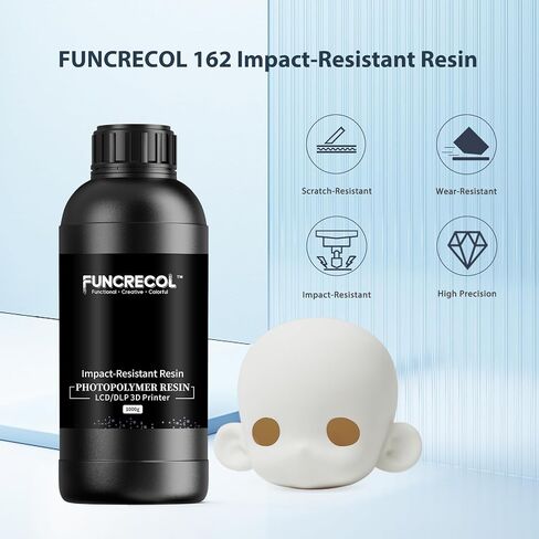 Impact-Resistant 3D Printer Resin, Wear Resistant 405nm Photopolymer Resin for BJD Dolls & Articulated Figures, Fast Curing Matte Finish 3D Resin for LCD DLP MSLA Printers White 1KG in Saudi Arabia