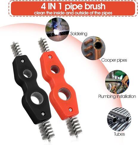 4 in 1 Copper Pipe Cleaner, 2 Pcs 1/2 and 3/4 in CopperPipe Brush Stainless Steel Copper Tubing Wire Brushs Thread Cleaner Plumber Brushs for Plumbing Installation Soldering Brazing in Saudi Arabia