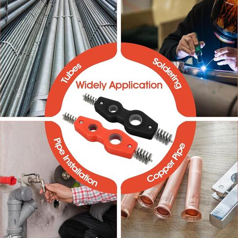 4 in 1 Copper Pipe Cleaner, 2 Pcs 1/2 and 3/4 in CopperPipe Brush Stainless Steel Copper Tubing Wire Brushs Thread Cleaner Plumber Brushs for Plumbing Installation Soldering Brazing in Saudi Arabia