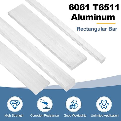 MECCANIXITY Square Aluminum Flat Bar, 2Pcs 5/8" Thick 5/8" Width 8" Length 6061 Aluminum Flat Plate, 16 x 16 x 203mm T6511 Solid New Mill Stock for Industrial in Saudi Arabia