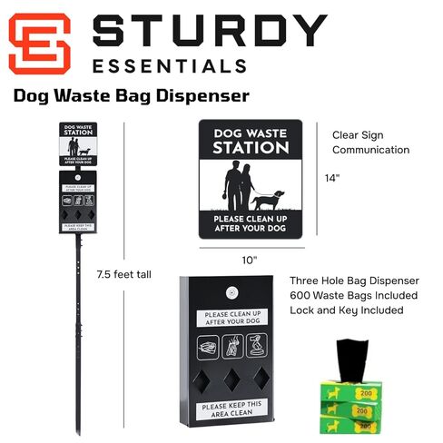 تشمل محطة نفايات الكلاب الفولاذية الكاملة مع موزع الأكياس ، وعاء القمامة ، وأجهزة مقاومة للطقس ، وأجهزة الفولاذ المقاوم للصدأ ، ونظام الأكياس السهل 300 أكياس أنبوب و 25 بطانة in Kuwait