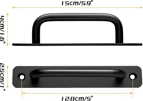 Piutouyar 10 Pack Aluminum Alloy Sliding Barn Door Handle, 128mm / 5 Inch Hole Center Gate Door Handle, Closet Door Pulls with Plate for Kitchen, Cabinet, Bathroom, Closet, 5.9 Inch Long (Black) in Saudi Arabia