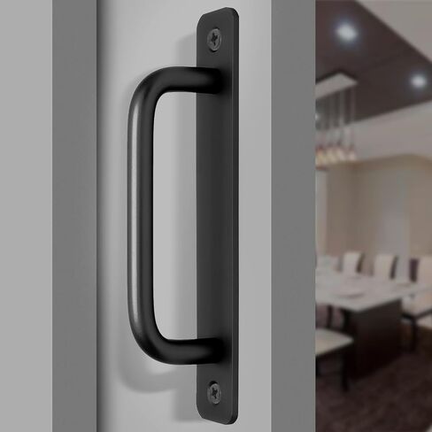 Piutouyar 10 Pack Aluminum Alloy Sliding Barn Door Handle, 128mm / 5 Inch Hole Center Gate Door Handle, Closet Door Pulls with Plate for Kitchen, Cabinet, Bathroom, Closet, 5.9 Inch Long (Black) in Saudi Arabia