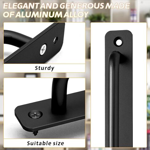 Piutouyar 10 Pack Aluminum Alloy Sliding Barn Door Handle, 128mm / 5 Inch Hole Center Gate Door Handle, Closet Door Pulls with Plate for Kitchen, Cabinet, Bathroom, Closet, 5.9 Inch Long (Black) in Saudi Arabia
