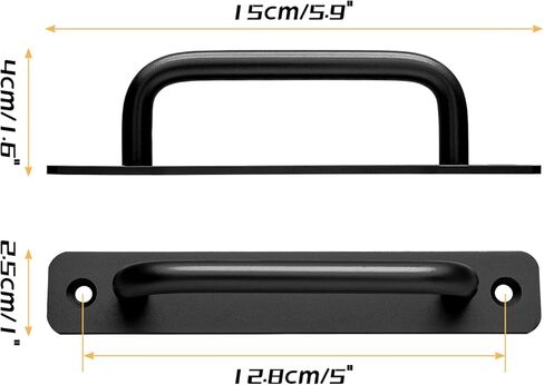 Piutouyar 10 Pack Aluminum Alloy Sliding Barn Door Handle, 128mm / 5 Inch Hole Center Gate Door Handle, Closet Door Pulls with Plate for Kitchen, Cabinet, Bathroom, Closet, 5.9 Inch Long (Black) in Saudi Arabia