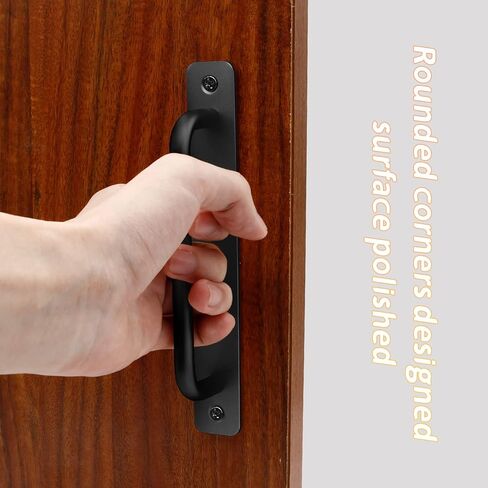 Piutouyar 10 Pack Aluminum Alloy Sliding Barn Door Handle, 128mm / 5 Inch Hole Center Gate Door Handle, Closet Door Pulls with Plate for Kitchen, Cabinet, Bathroom, Closet, 5.9 Inch Long (Black) in Saudi Arabia