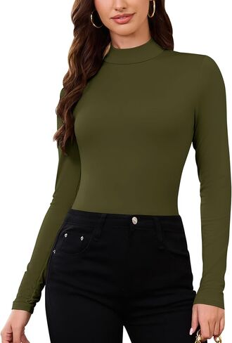 Lomon Women Thermal Long Sleeve Dritts Mock Turtle Deck Tops Tops Fleece Cloy Winter Tops Base Lughershirt in Kuwait