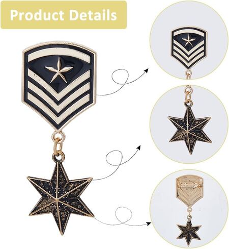 Superfindings 4pcs 4 أنماط خمر ميداليات عسكرية ميداليات هندسية الميدالية الميدالية الشارة الشارة الموحد للرجال مع apitalets وشرائط لليطف معطف الأزياء جندي معطف in Saudi Arabia