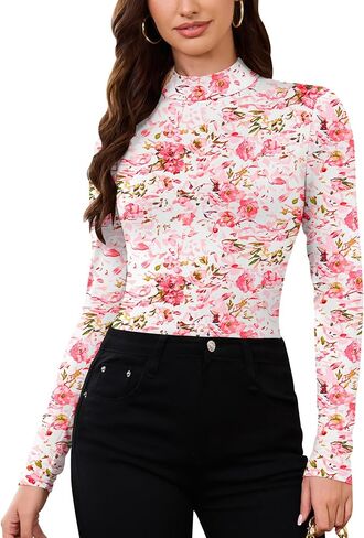 Lomon Women Thermal Long Sleeve Dritts Mock Turtle Deck Tops Tops Fleece Cloy Winter Tops Base Lughershirt in Saudi Arabia