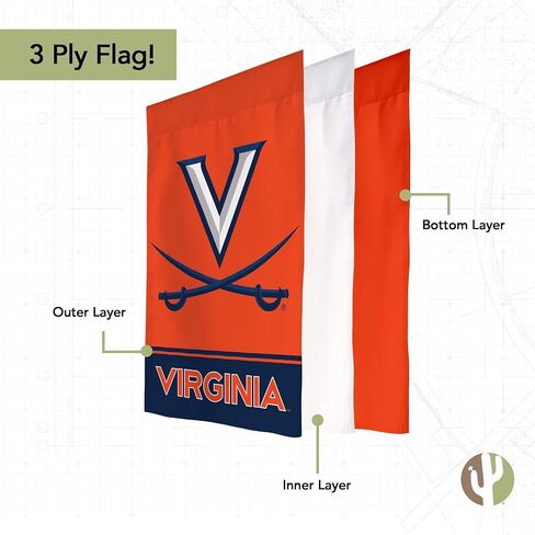 Desert Cactus University of Virginia UV Garden Flag – 19 x 12 inch Virginia Cavaliers Banner, For Outdoor Display and Events (Design B) in Saudi Arabia