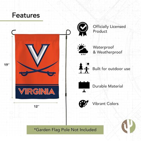 Desert Cactus University of Virginia UV Garden Flag – 19 x 12 inch Virginia Cavaliers Banner, For Outdoor Display and Events (Design B) in Saudi Arabia