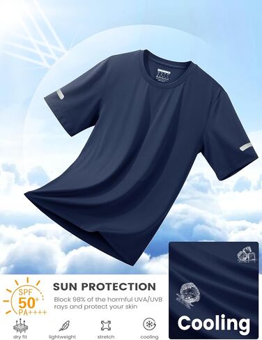 MAGCOMSEN Dry Fit Shirts for Men Sun Protection Athletic Short Sleeve Shirt Workout Gym Fishing Swim Rash Guard in Saudi Arabia