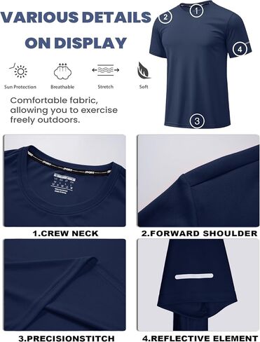 MAGCOMSEN Dry Fit Shirts for Men Sun Protection Athletic Short Sleeve Shirt Workout Gym Fishing Swim Rash Guard in Saudi Arabia
