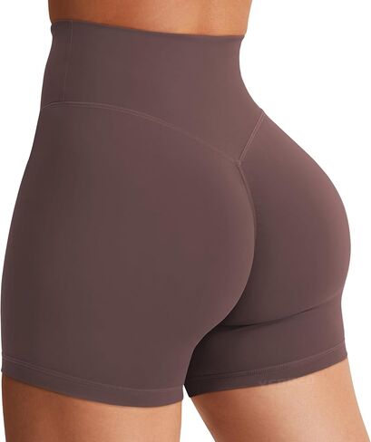 شورتات راكب الدراجة النارية للسيدات Yeoreo 3.6 " / 4.5" / 6 "شورت صالة رياضية صالة رياضية عالية الخصر السيطرة على البطن خفية الركض اليوغا البراون in Kuwait