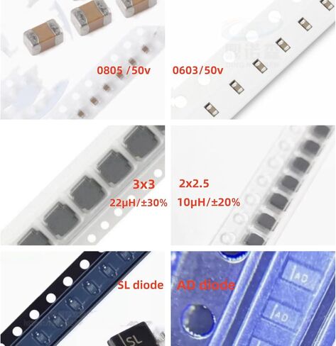HAILUE150PCS مكثف الهاتف المحمول 50V SMD DIODE ، مجموعة محث ، مجموعة الصمام الثنائي ، مجموعة المكثفات ، 0603.0805 50V 1UF ، SL ، DIODE ، 10UH 22UH POWER.SITABLE in Saudi Arabia