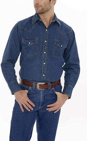 ELY CATTLEMAN Men's Long Sleeve Denim Western Shirt in Kuwait