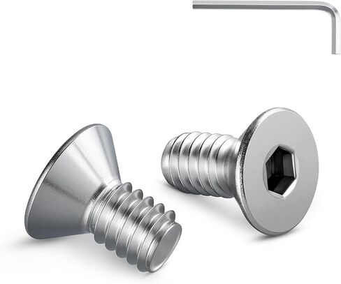 #4-40 Screws, 100Pcs #4-40 x 1/4 Inch Flat Head Socket Cap Machine Screws, 304 Stainless Steel 18-18 Countersunk Bolts, Black Zinc Finish, Full Thread (with Hex Spanner) in Saudi Arabia