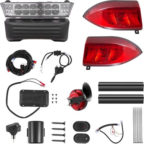 مجموعة مصباح Cart Vevor Golf Cart ، 12 فولت ، مصباح أمامي LED LED القانوني في الشارع ومجموعة الخلفية مع تسخير الأسلاك ، إشارات الدوران ، ضوء الخطر ، قرن التبديل ، وسادة الفرامل ، الرمز البريدي ، الإسكان ABS ، من أجل Yamaha G29 2007 in Kuwait
