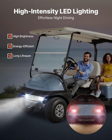 مجموعة مصباح Cart Vevor Golf Cart ، 12 فولت ، مصباح أمامي LED LED القانوني في الشارع ومجموعة الخلفية مع تسخير الأسلاك ، إشارات الدوران ، ضوء الخطر ، قرن التبديل ، وسادة الفرامل ، الرمز البريدي ، الإسكان ABS ، من أجل Yamaha G29 2007 in Kuwait