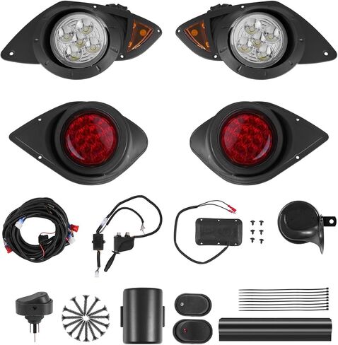 مجموعة مصباح Cart Vevor Golf Cart ، 12 فولت ، مصباح أمامي LED LED القانوني في الشارع ومجموعة الخلفية مع تسخير الأسلاك ، إشارات الدوران ، ضوء الخطر ، قرن التبديل ، وسادة الفرامل ، الرمز البريدي ، الإسكان ABS ، من أجل Yamaha G29 2007 in Kuwait