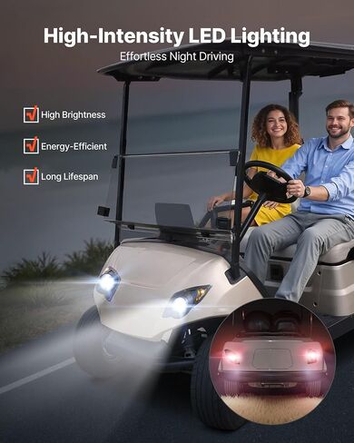 مجموعة مصباح Cart Vevor Golf Cart ، 12 فولت ، مصباح أمامي LED LED القانوني في الشارع ومجموعة الخلفية مع تسخير الأسلاك ، إشارات الدوران ، ضوء الخطر ، قرن التبديل ، وسادة الفرامل ، الرمز البريدي ، الإسكان ABS ، من أجل Yamaha G29 2007 in Kuwait