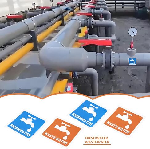 Sing F Ltd 10pcs ملصقات تصنيف المياه 7.7 سم × 7.7 سم ملصقات مياه عذبة PVC PVC لأنظمة مياه الصرف العذبة تميز أنظمة مياه الصرف العذبة in Kuwait