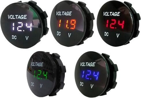 Round Auto Boat Car Motorcycle DC5V-48V LED Panel Mini Digital Volt Voltage Meter Tester Monitor Display Voltmeter 1Pcs (Color : 4) in Saudi Arabia