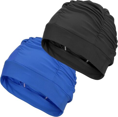 Fabric Swim Cap Polyester Swimming Hat Elastic Swimming Cap for Women and Men Adult Long Hair in Saudi Arabia