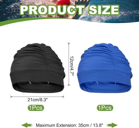 Fabric Swim Cap Polyester Swimming Hat Elastic Swimming Cap for Women and Men Adult Long Hair in Saudi Arabia