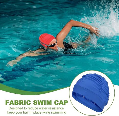 Fabric Swim Cap Polyester Swimming Hat Elastic Swimming Cap for Women and Men Adult Long Hair in Saudi Arabia