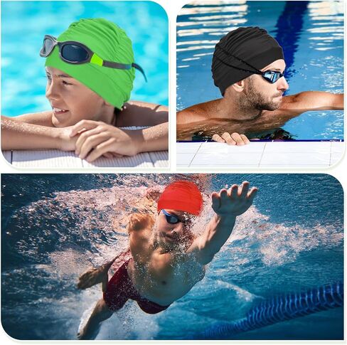 Fabric Swim Cap Polyester Swimming Hat Elastic Swimming Cap for Women and Men Adult Long Hair in Saudi Arabia