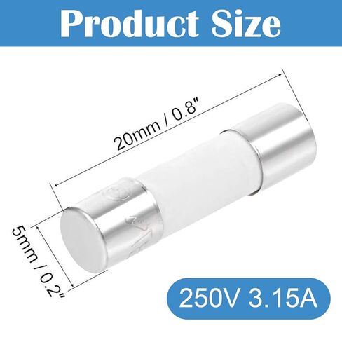 أنبوب الصمامات السيراميك السريعة ، 10 أجزاء من الصمامات أنبوب سيراميك 5 × 20 ملم 3.15A 250V للمقابس in Kuwait