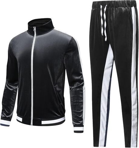 YAOGRO Velour Tracksuit Sweatsuit Set:Men's Jogging Suits Full Zip Casual Jackets Pants 2 piece Outfit Athletic Workout in Saudi Arabia