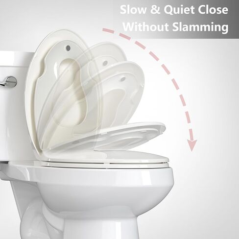 Garvee Toilet Seat, Elongated Fit, Soft Close Lid, Slow Close Noiseless Design, American Standard Compatible in Kuwait