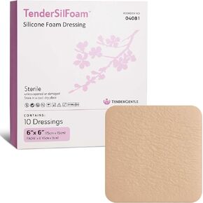 Silicone Foam Pad Without Border - 10 6x6 Silicone Foam Dressings for Wound Care & Dressings - Sterile, Absorbent, and Good for Sensitive Skin in Kuwait