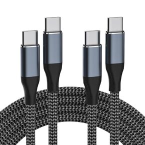 كبل USB C إلى USB C Cable 60W ، 4.9ft+6.6ft -Pack Type Cable C Cable Fast Charging for iPhone 16/15 Pro ، Samsung Galaxy S25 -S23 ، Google Pixel 9 - Type Type C Charger Cord (Gray) in Kuwait