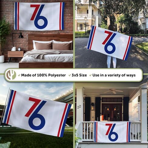 Desert Cactus Philadelphia 76ers Flag NBA 100 ٪ Polyester Indoor Outdoor 3x5 FET FEATS National Basketball Association (Flag City Edition 24-25 B) in Kuwait