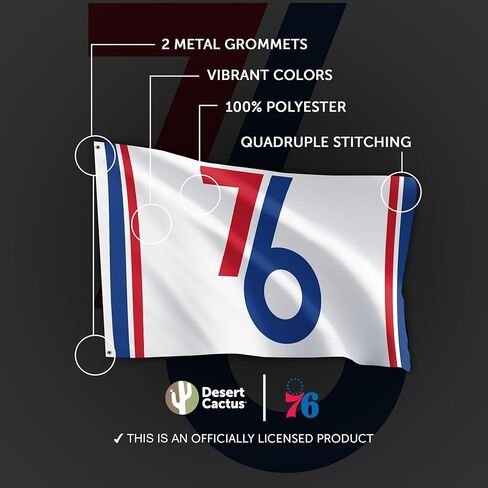 Desert Cactus Philadelphia 76ers Flag NBA 100 ٪ Polyester Indoor Outdoor 3x5 FET FEATS National Basketball Association (Flag City Edition 24-25 B) in Kuwait