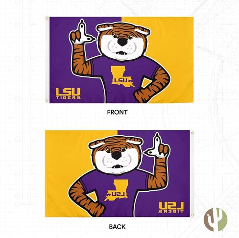 Desert Cactus LSU LSU Flag - 3 × 5 أقدام لافتة النمور ، النسيج المتين الداخلي/الخارجي ، تصميم البوليستر بنسبة 100 ٪ (النمط C) in Kuwait