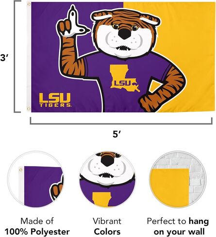 Desert Cactus LSU LSU Flag - 3 × 5 أقدام لافتة النمور ، النسيج المتين الداخلي/الخارجي ، تصميم البوليستر بنسبة 100 ٪ (النمط C) in Kuwait
